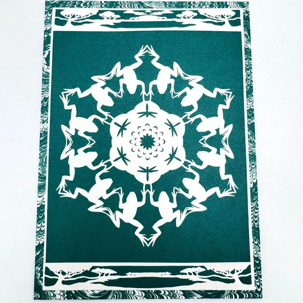 Carol Menninga 8 Blank Greeting Card Set Rabbit Squirrel Frog Heron Snowflake